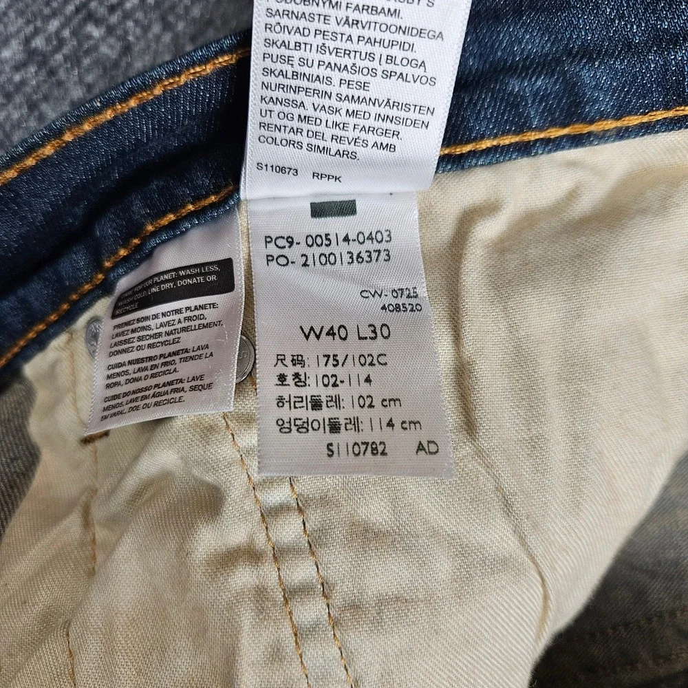Levis 514 Jeans Men's 40x30 Straight Fit Stretch Dark Wash Denim NEW Casual Blue - Picture 10 of 13